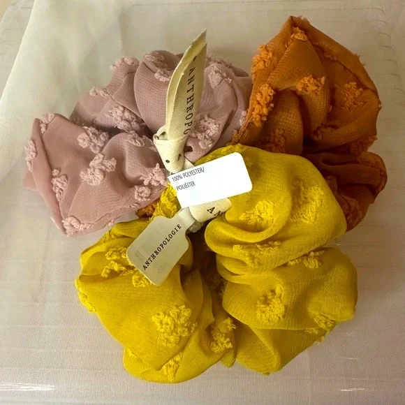 Anthropologie | Accessories | Set Of Three Floral Scrunchies  display picture 3
